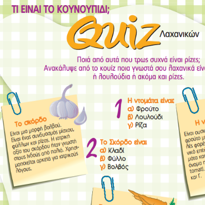 Κουίζ Γνώσεων Λαχανικών για Παιδιά