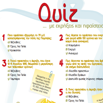 Κουίζ Γνώσεων με Εκρήξεις και Ηφαίστεια